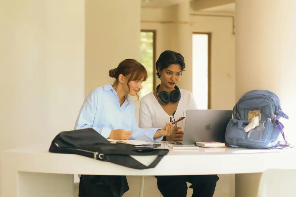 Advisor on a video call with an adult learner
